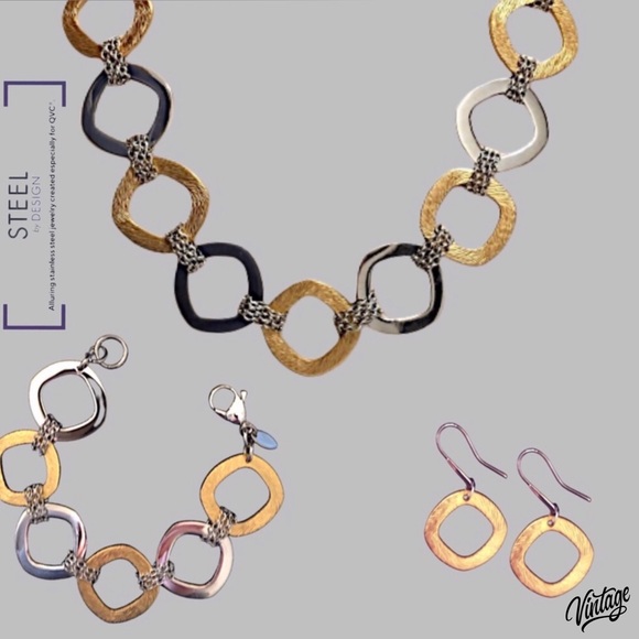 NEW RARE Steel By Design Big & Bold Necklace, Bracelet & Earrings Set - Picture 8 of 11